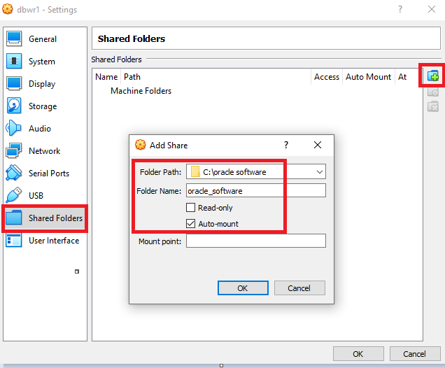 what is mount point in virtualbox shared folder